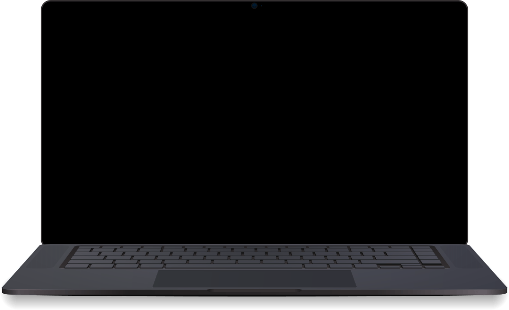 오버레이를 포함하고 있는 빈 노트북 컴퓨터